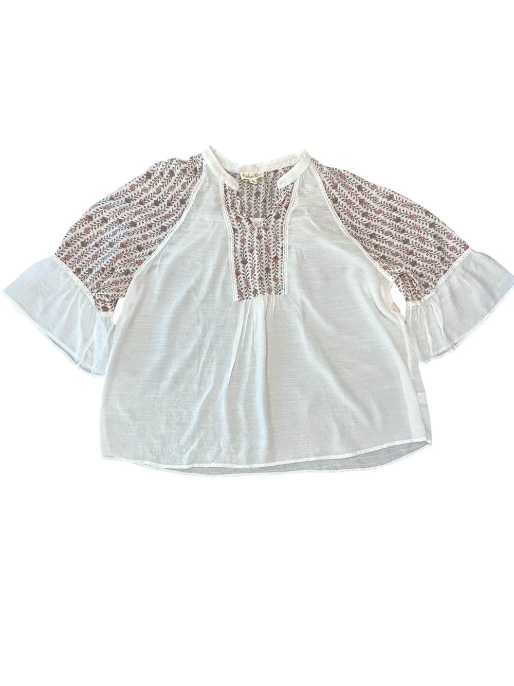 Indigo Rose Cottagecore Bohemian peasant Bib Bell Sleeve Top Blouse plus SZ 3X - Picture 6 of 11
